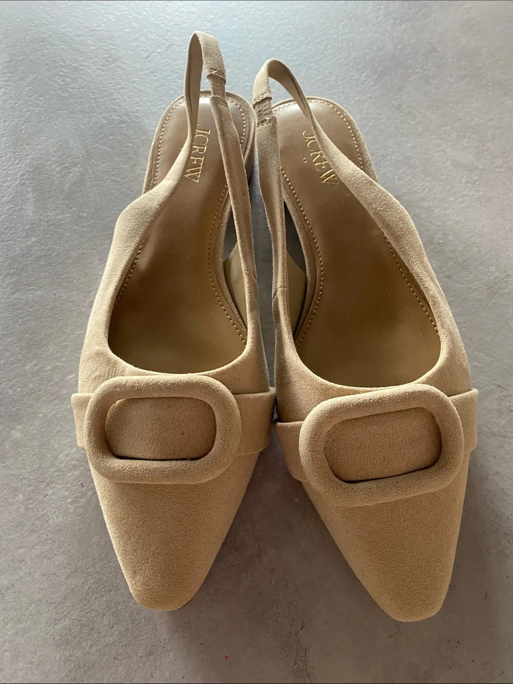 J. Crew Beige Suede Slingback Flats. Suede feel. Size 8.  Excellent condition.